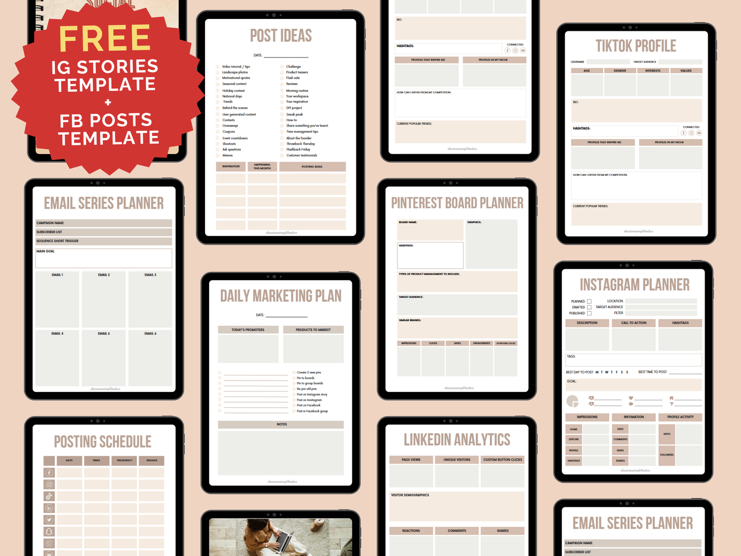 Social Media Marketing Printable Planner and Tracker for Small Business Owners