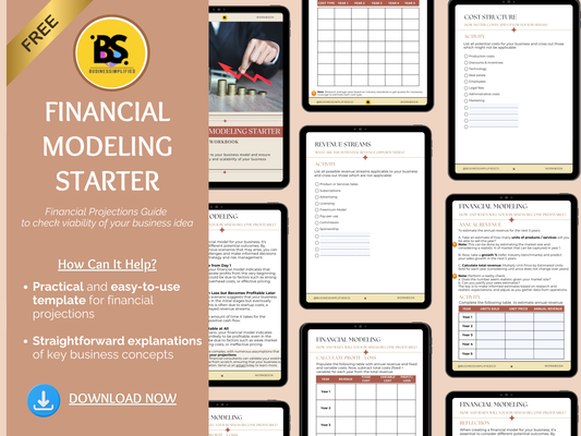 Financial Modeling Starter - Printable Workbook for small business owners