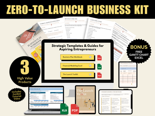 Zero-to-Launch Business Kit | For Side Hustlers and Aspiring Entrepreneurs | Validate & Launch Your Business Idea